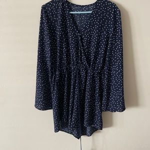 Silk blue and white romper